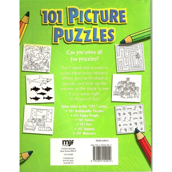 101 Picture Puzzles Brain Teasers with Answer Keys Paperback 2005 - Picture 2 of 2